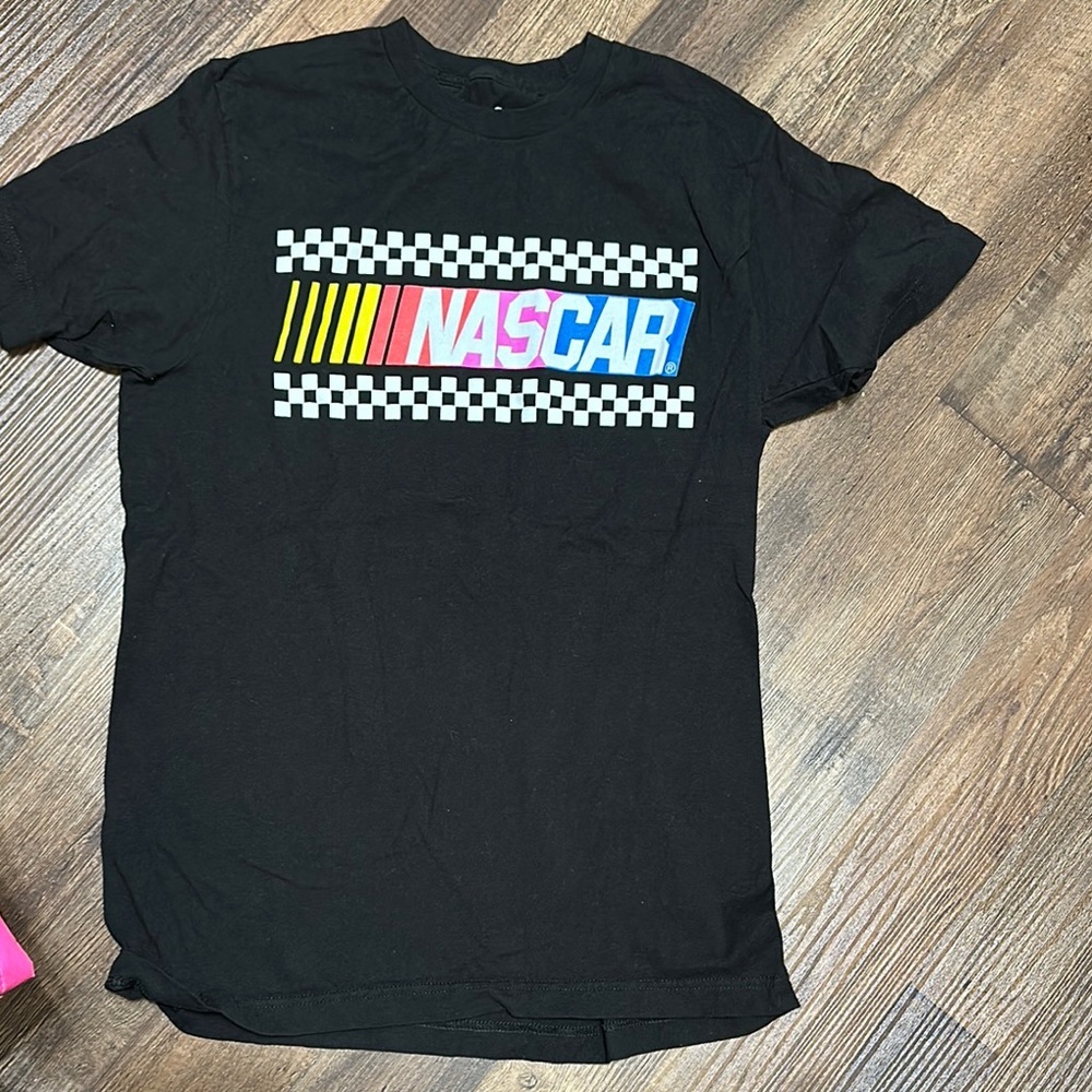 Nascar Black Short Sleeve Tee with Racing Graphics